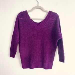 Express Deep Burgundy and Black V-Neck Sweater